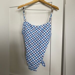 Jessica Simpson Blue Gingham One Piece Swimsuit | Size Large